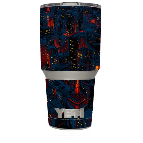  City Glow At Night Skyline View Yeti 30oz Rambler Tumbler Skin