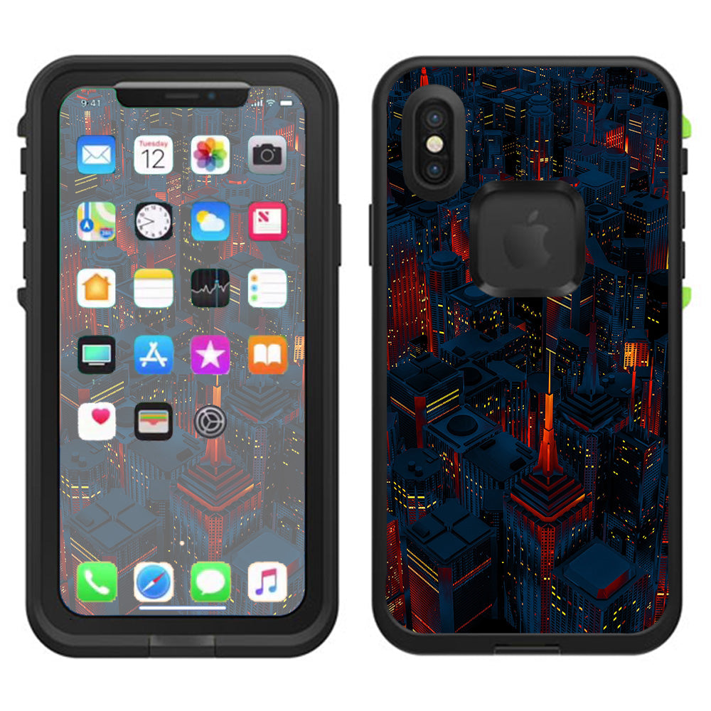  City Glow At Night Skyline View Lifeproof Fre Case iPhone X Skin