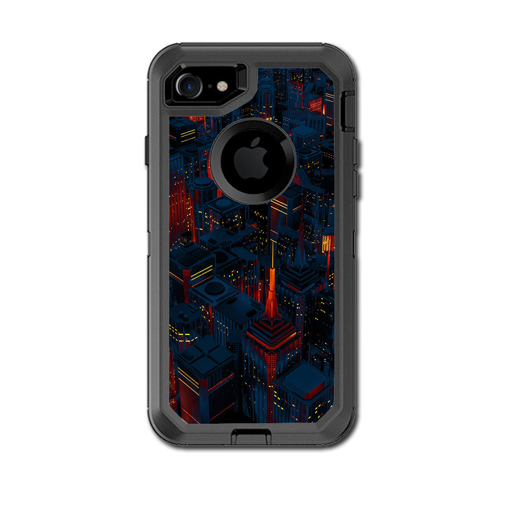  City Glow At Night Skyline View Otterbox Defender iPhone 7 or iPhone 8 Skin