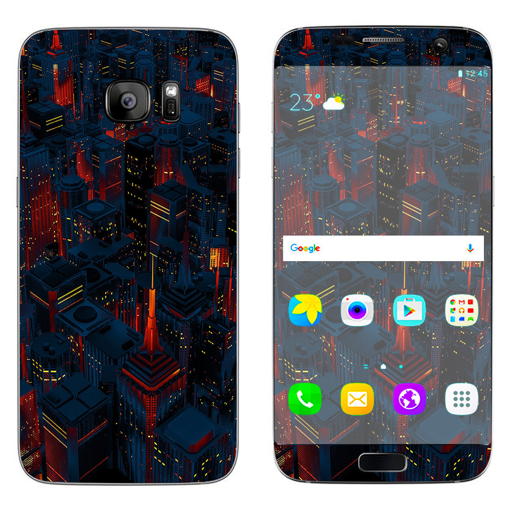  City Glow At Night Skyline View Samsung Galaxy S7 Edge Skin