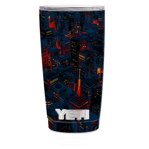  City Glow At Night Skyline View Yeti 20oz Rambler Tumbler Skin