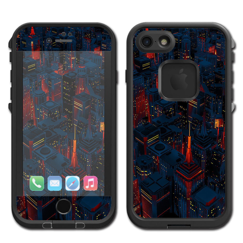  City Glow At Night Skyline View Lifeproof Fre iPhone 7 or iPhone 8 Skin
