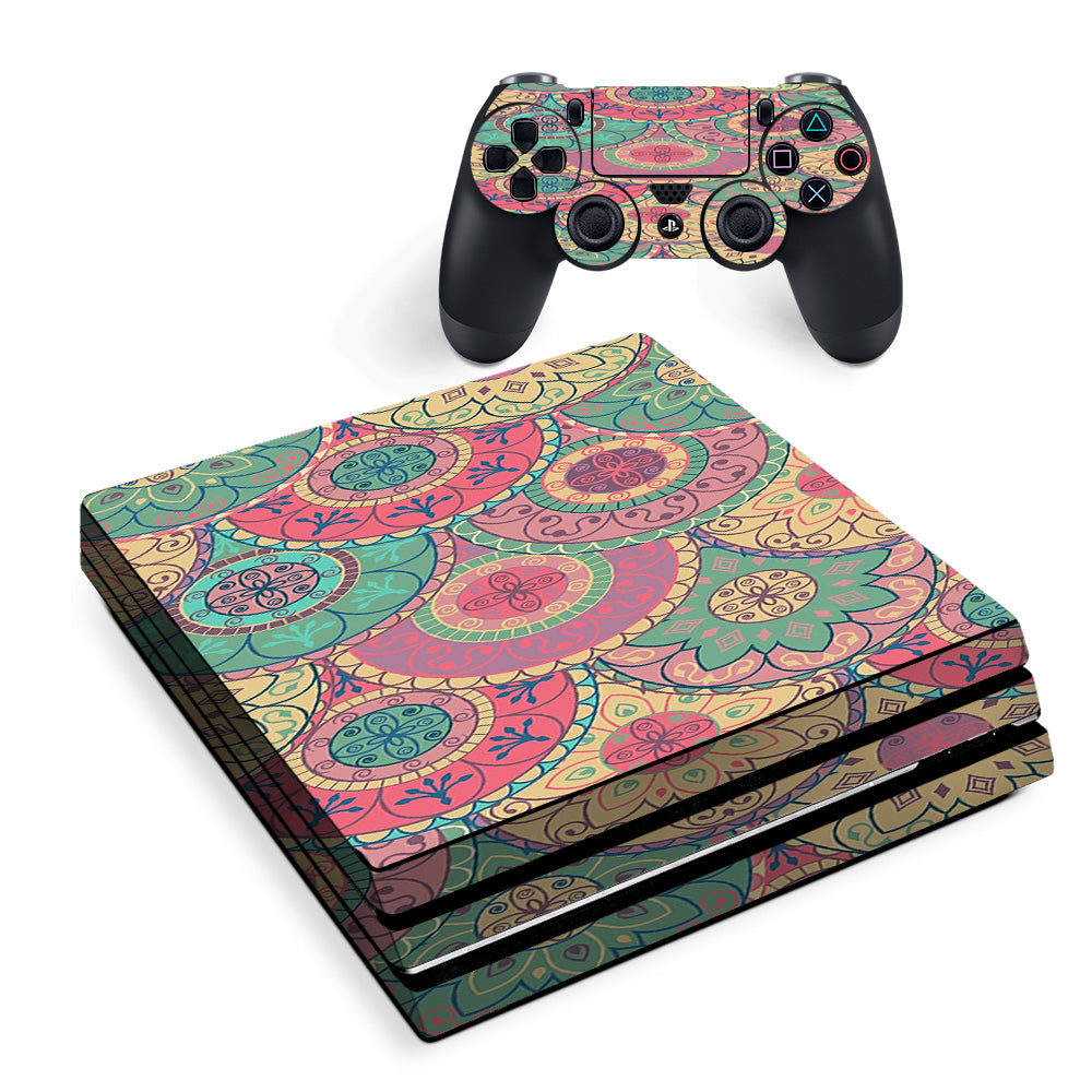 Skin Decal Vinyl Wrap For Playstation Ps4 Pro Console & Controller Stickers Skins Cover/ Circle Mandala Design Pattern Sony PS4 Pro Skin