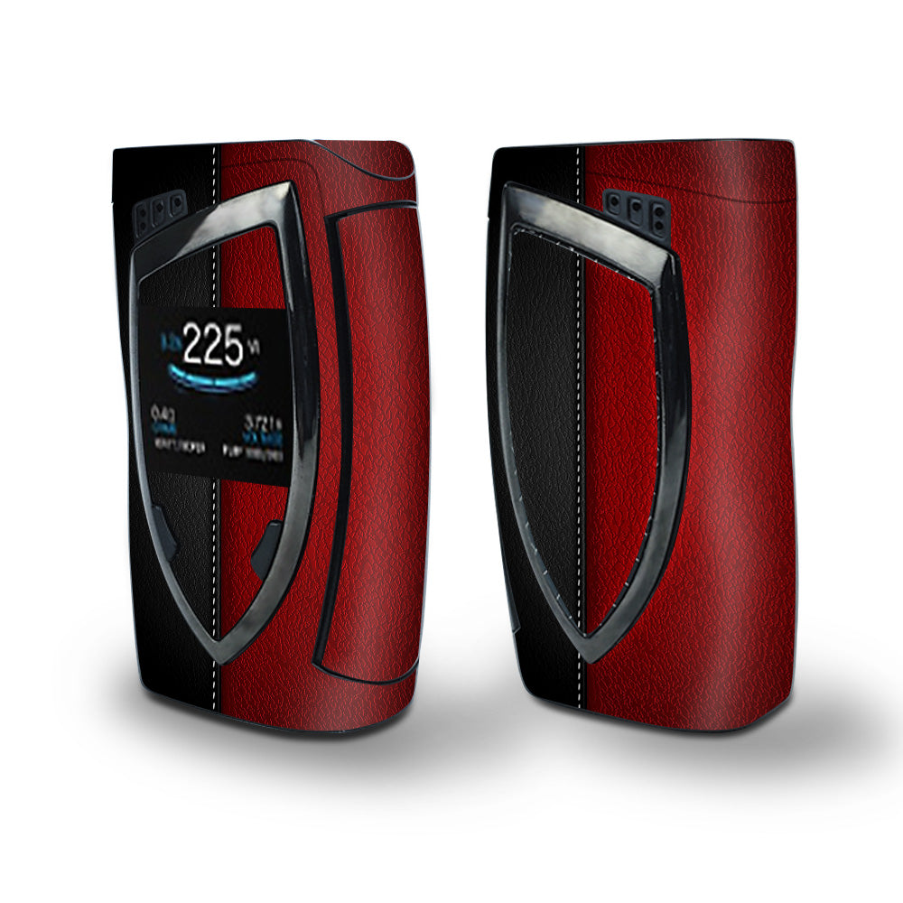 Skin Decal Vinyl Wrap for Smok Devilkin Kit 225w Vape (includes TFV12 Prince Tank Skins) skins cover/ Black and Red Leather Pattern