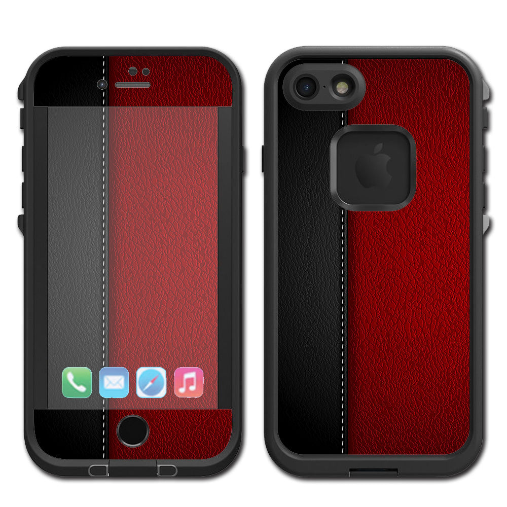  Black And Red Leather Pattern Lifeproof Fre iPhone 7 or iPhone 8 Skin