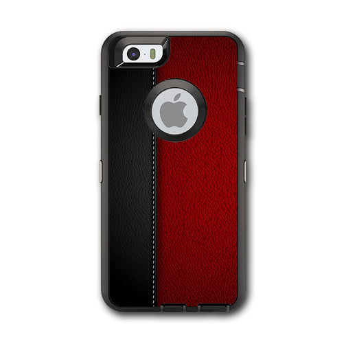  Black And Red Leather Pattern Otterbox Defender iPhone 6 Skin