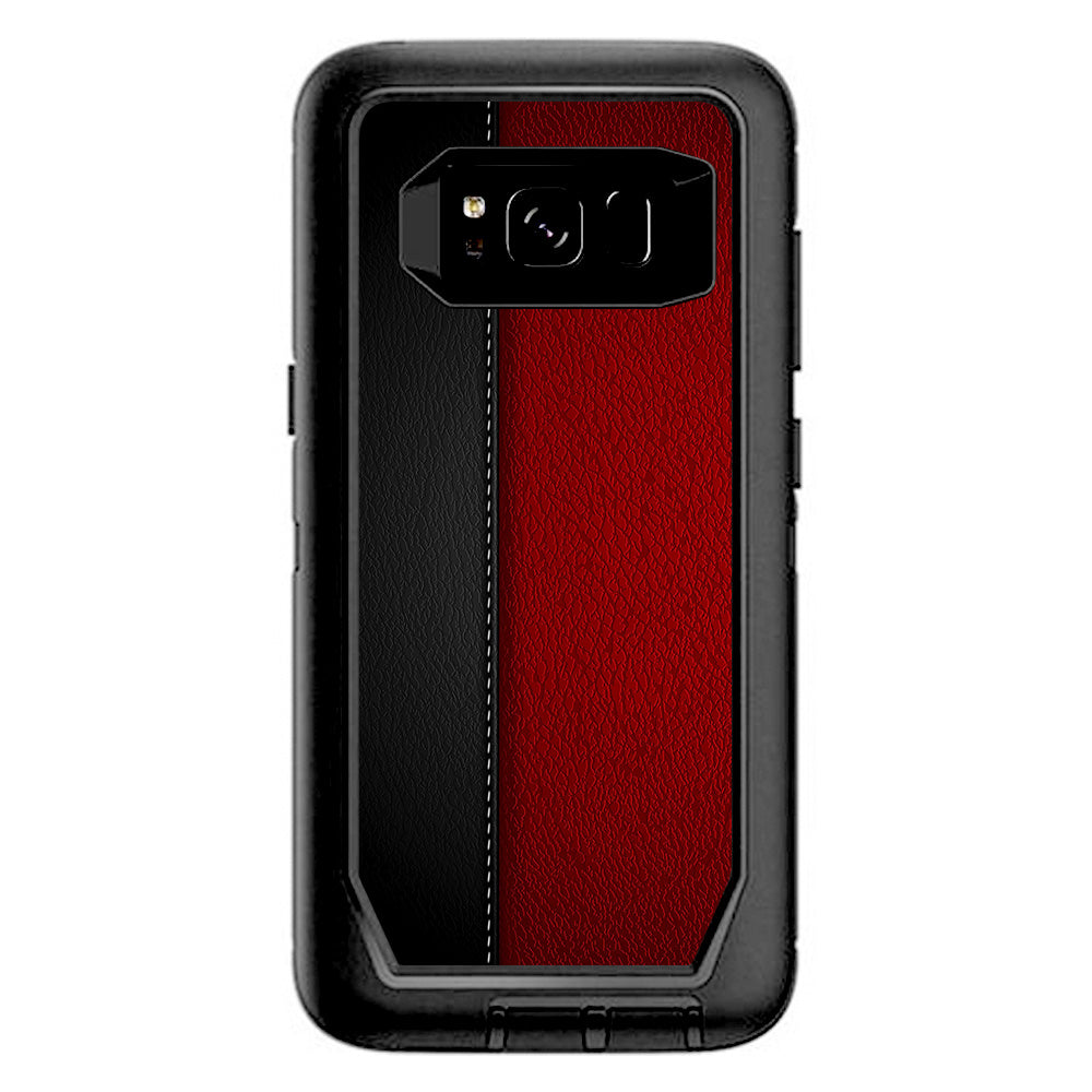  Black And Red Leather Pattern Otterbox Defender Samsung Galaxy S8 Skin
