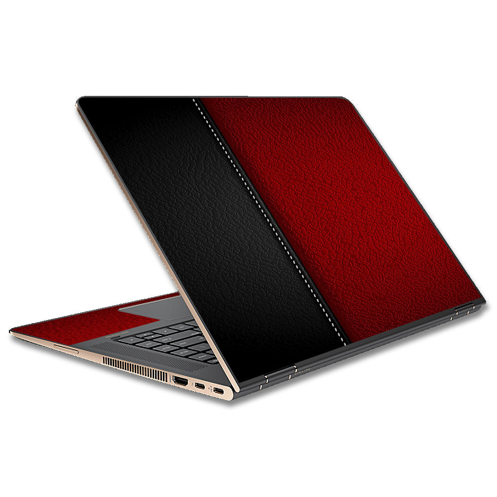  Black And Red Leather Pattern HP Spectre x360 15t Skin