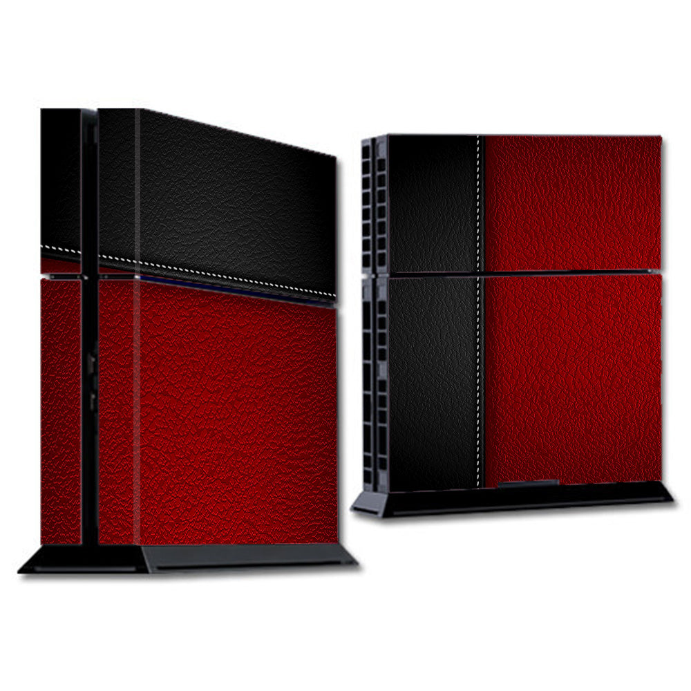  Black And Red Leather Pattern Sony Playstation PS4 Skin
