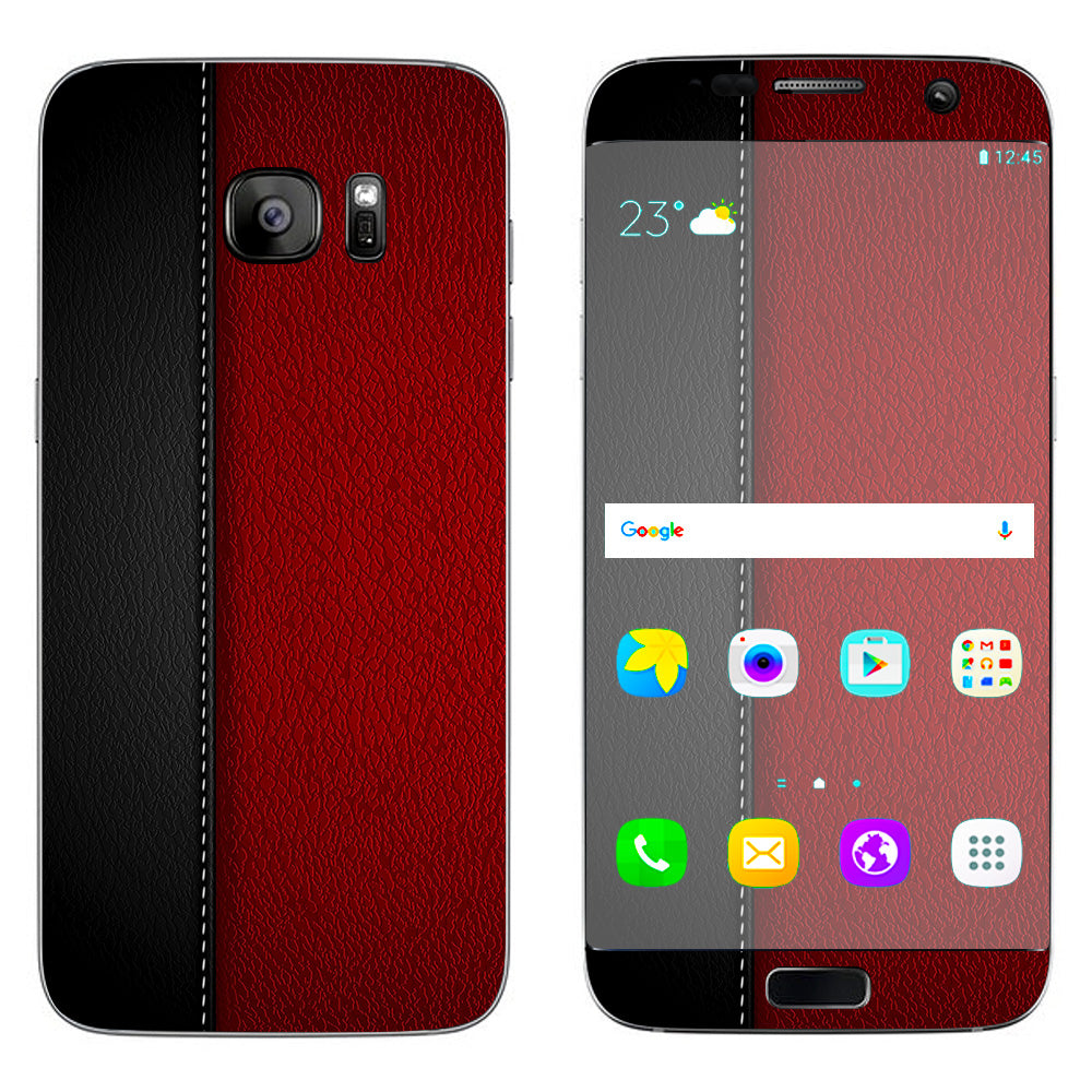 Black And Red Leather Pattern Samsung Galaxy S7 Edge Skin