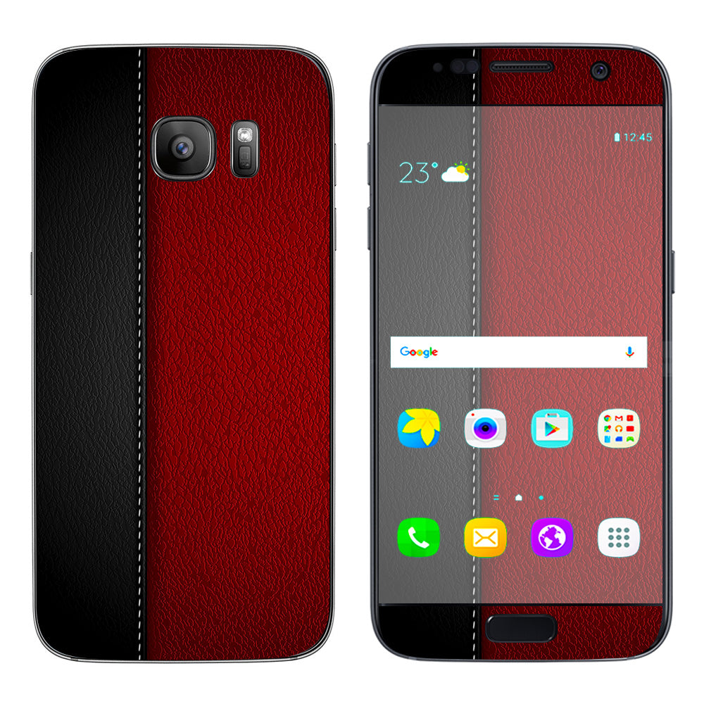  Black And Red Leather Pattern Samsung Galaxy S7 Skin