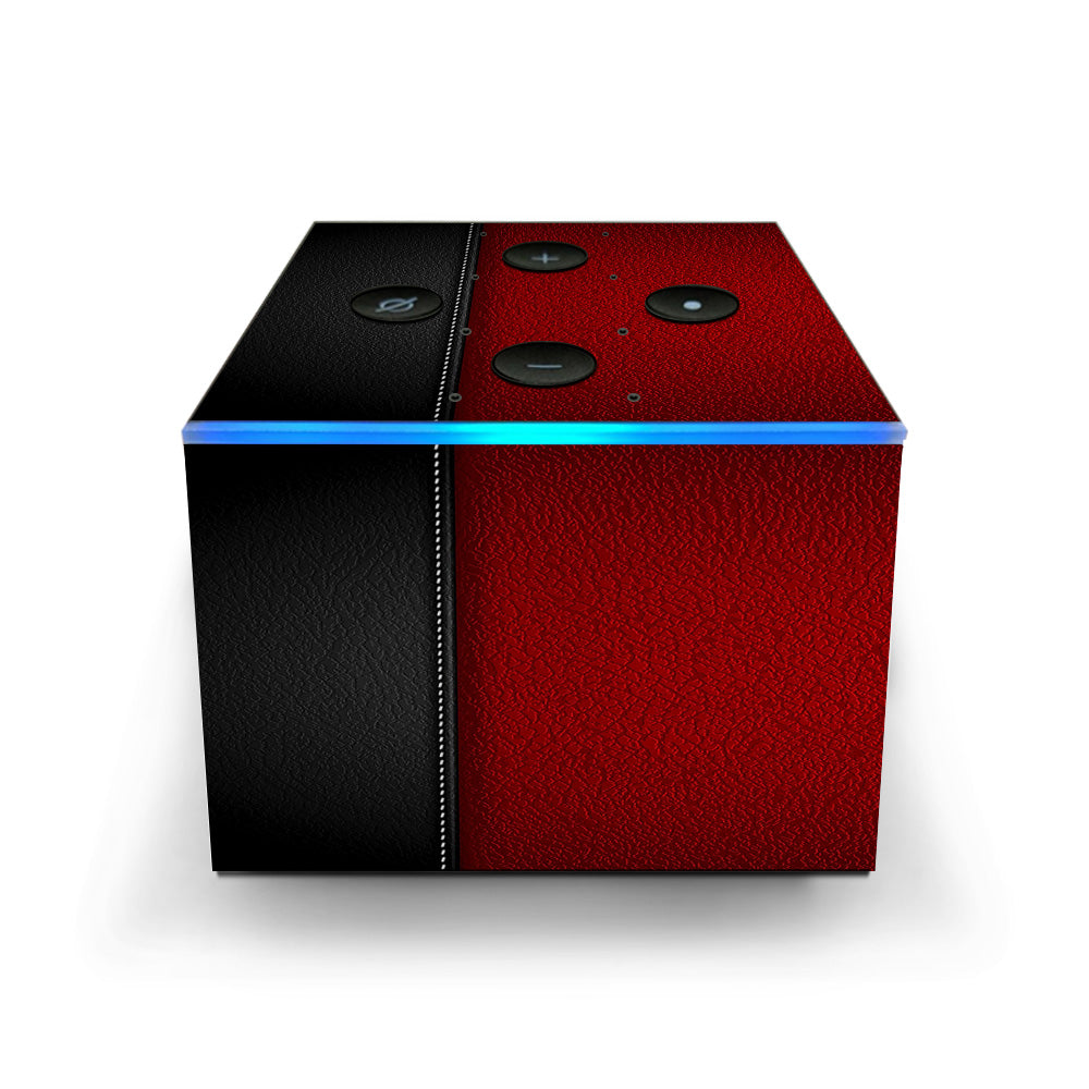  Black And Red Leather Pattern Amazon Fire TV Cube Skin