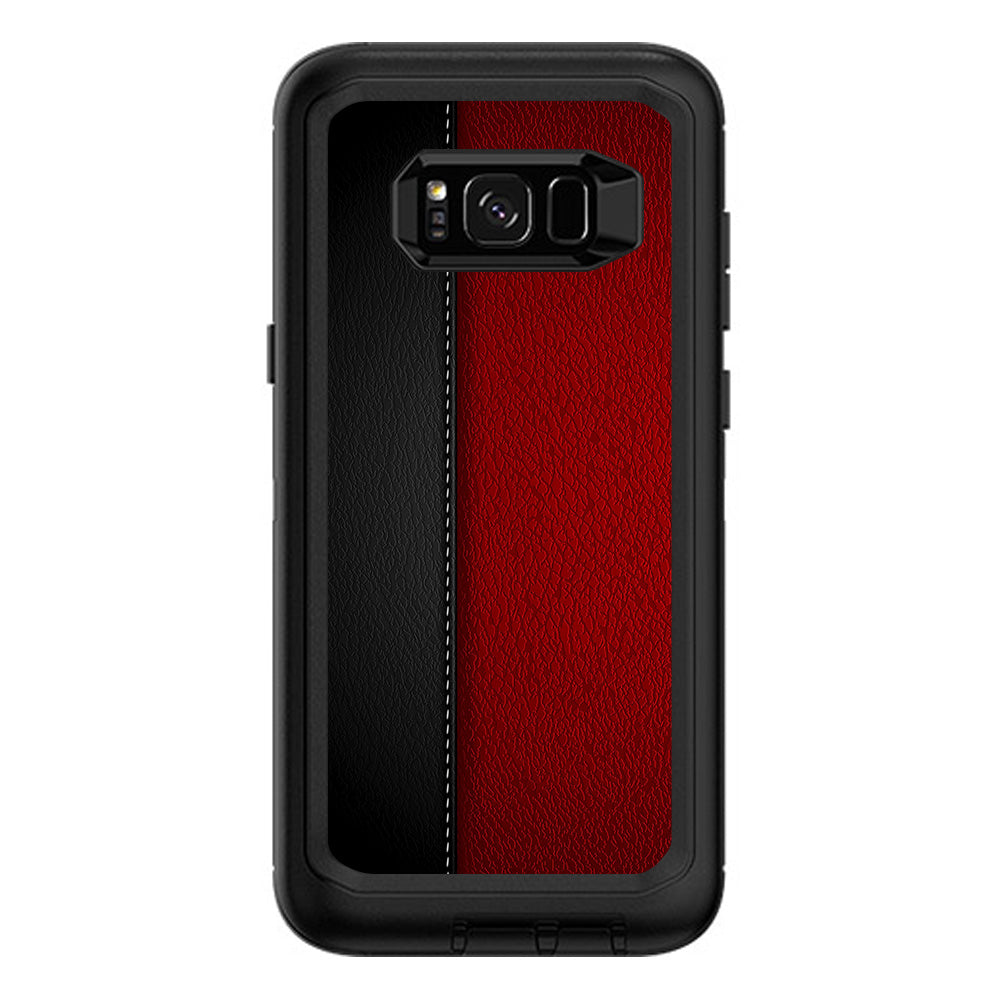  Black And Red Leather Pattern Otterbox Defender Samsung Galaxy S8 Plus Skin