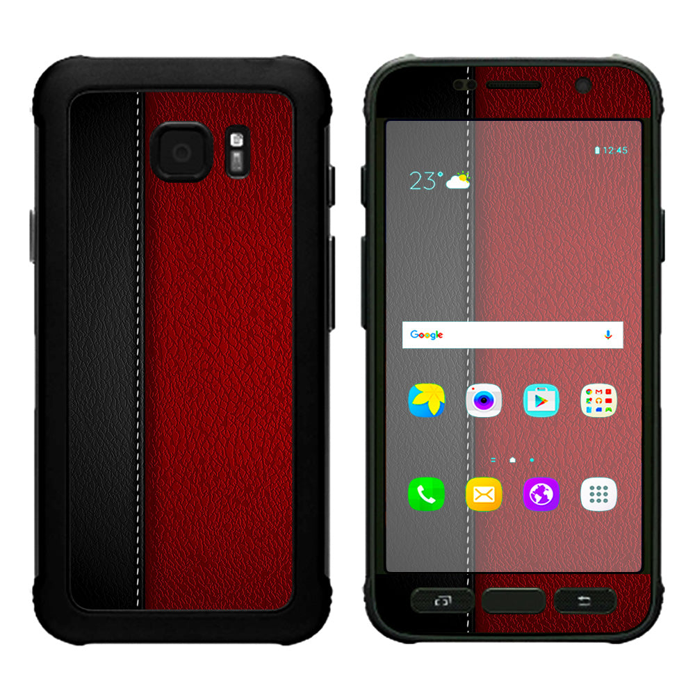  Black And Red Leather Pattern Samsung Galaxy S7 Active Skin