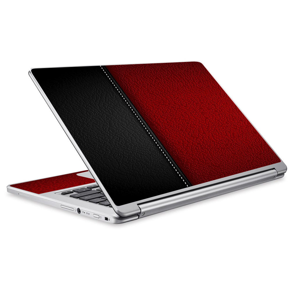  Black And Red Leather Pattern Acer Chromebook R13 Skin