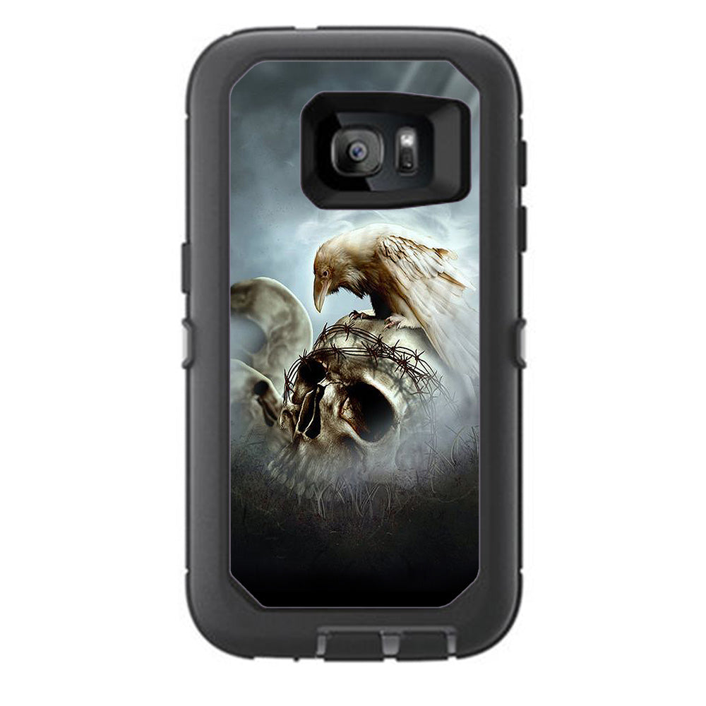  Skull Barbed Wire White Ravens Otterbox Defender Samsung Galaxy S7 Skin