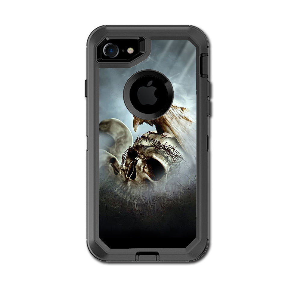  Skull Barbed Wire White Ravens Otterbox Defender iPhone 7 or iPhone 8 Skin