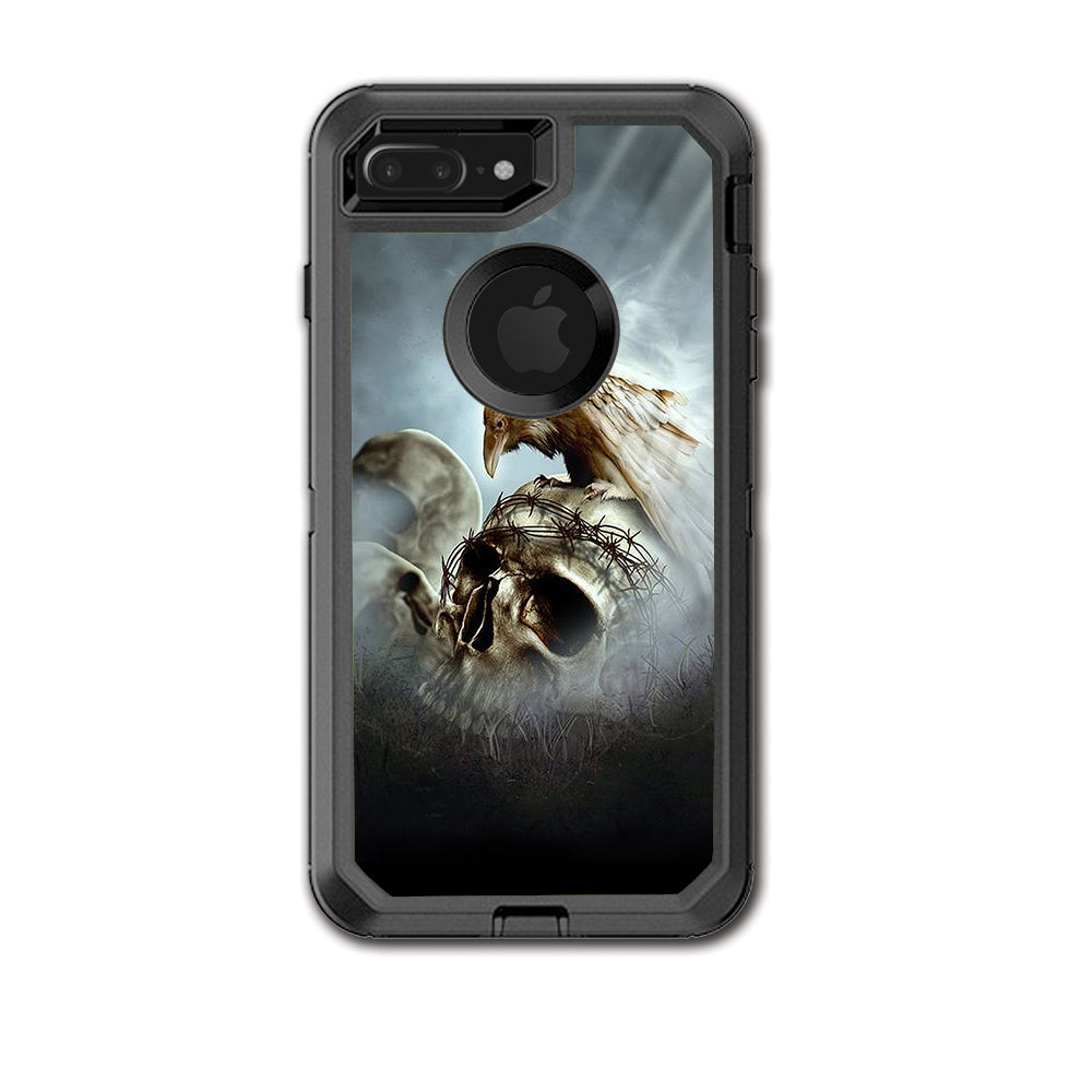 Skull Barbed Wire White Ravens Otterbox Defender iPhone 7+ Plus or iPhone 8+ Plus Skin
