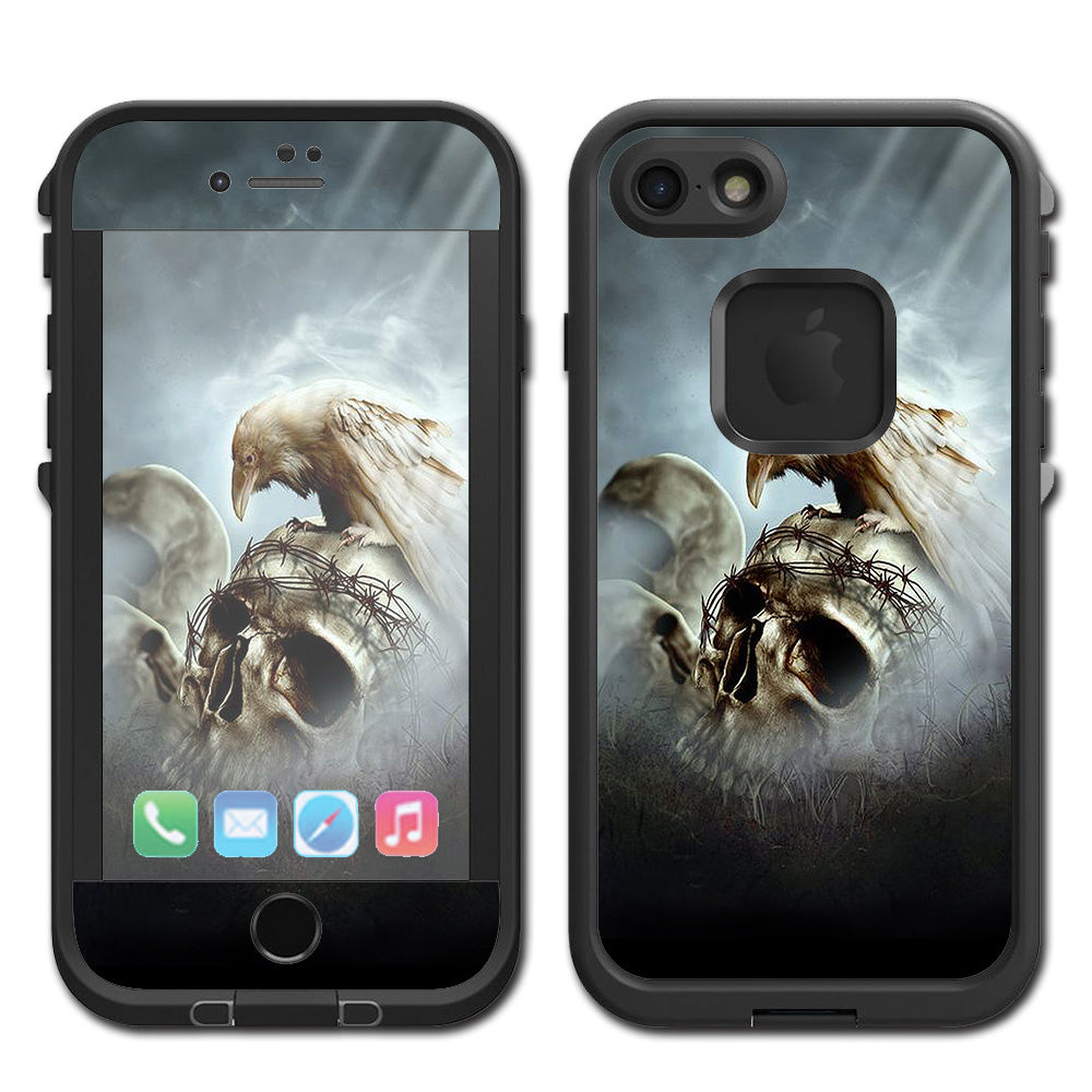  Skull Barbed Wire White Ravens Lifeproof Fre iPhone 7 or iPhone 8 Skin
