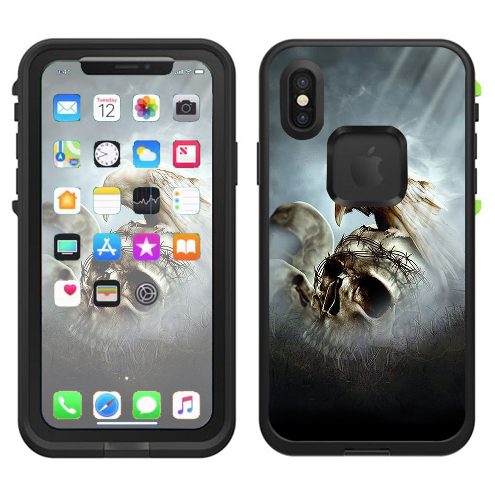  Skull Barbed Wire White Ravens Lifeproof Fre Case iPhone X Skin