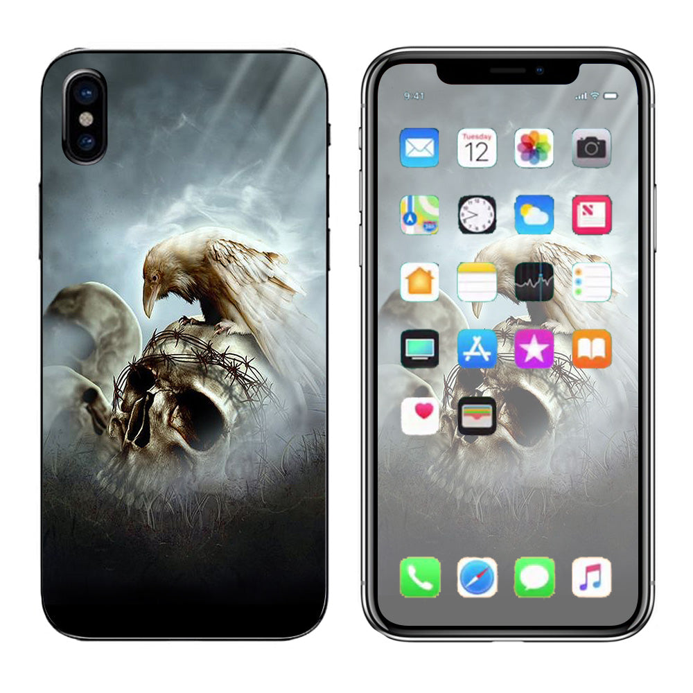  Skull Barbed Wire White Ravens Apple iPhone X Skin