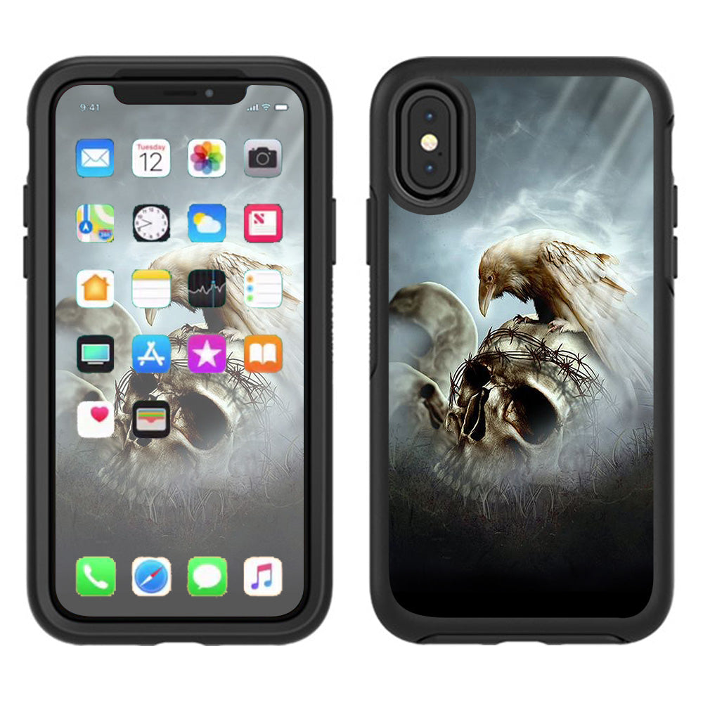  Skull Barbed Wire White Ravens Otterbox Defender Apple iPhone X Skin