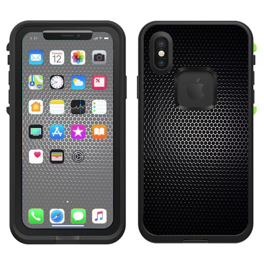  Black Metal Pattern Lifeproof Fre Case iPhone X Skin