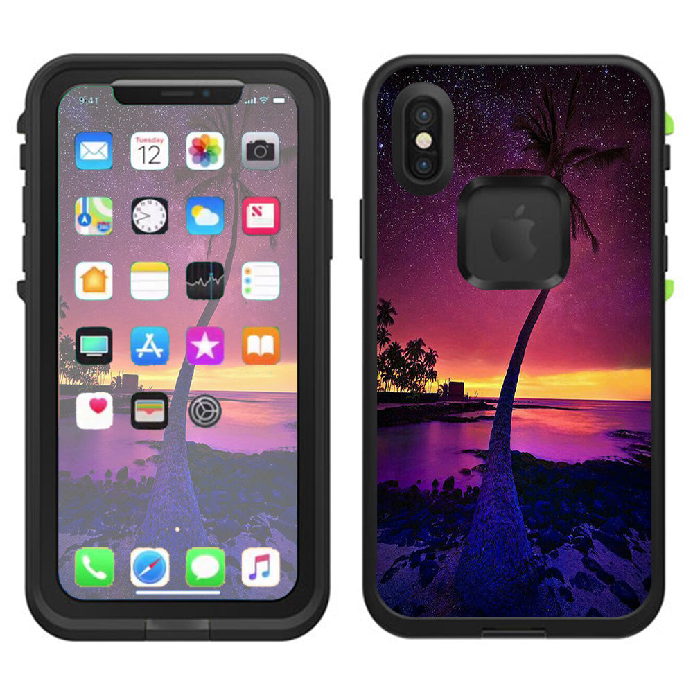  Palm Tree Stars And Sunset Purple Lifeproof Fre Case iPhone X Skin