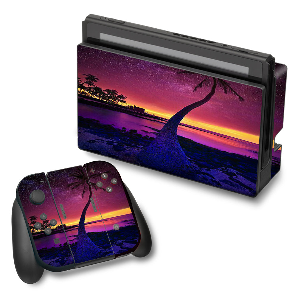  Palm Tree Stars And Sunset Purple Nintendo Switch Skin