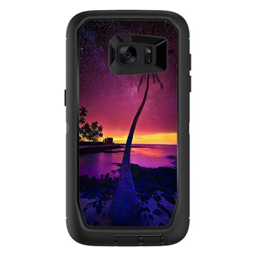  Palm Tree Stars And Sunset Purple Otterbox Defender Samsung Galaxy S7 Edge Skin