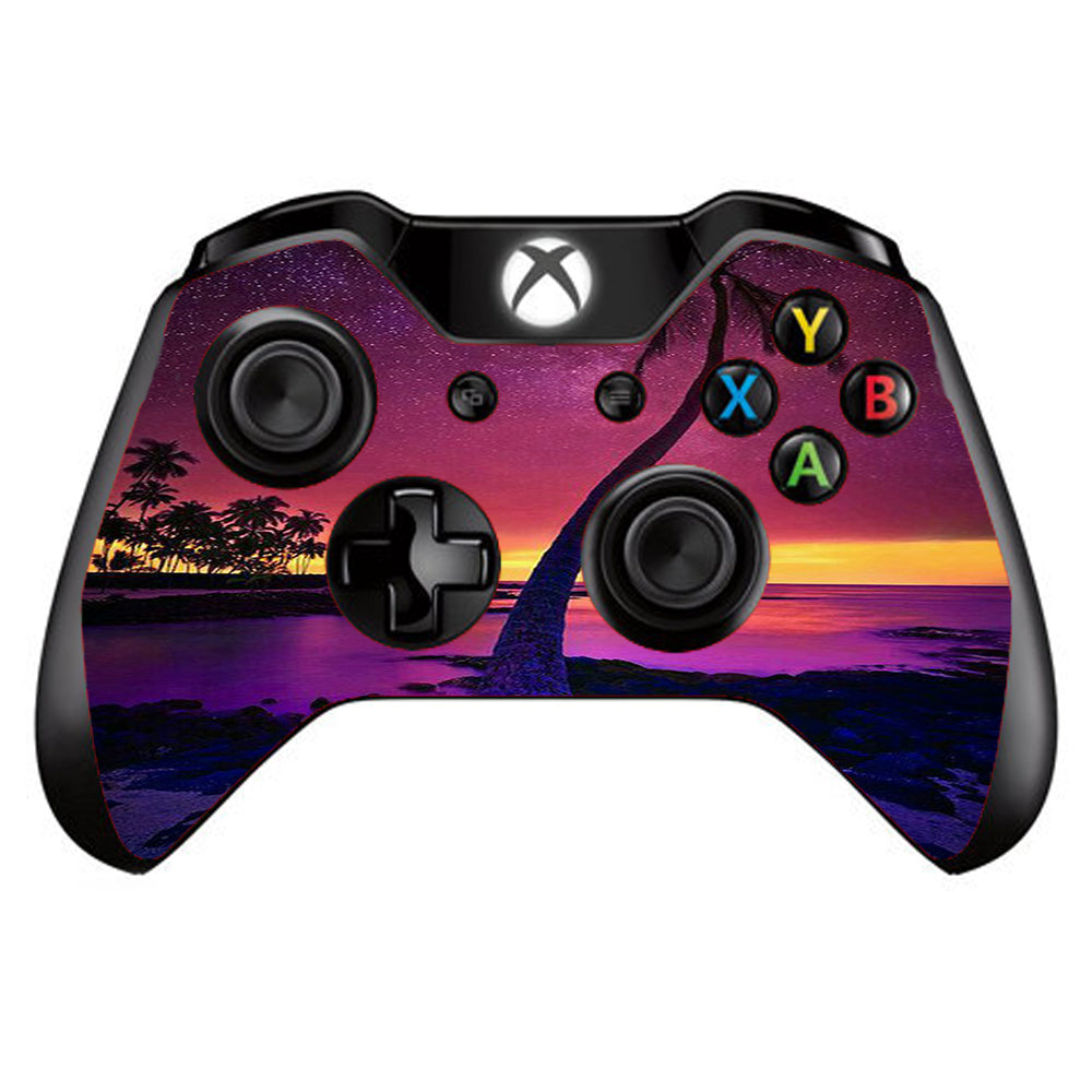  Palm Tree Stars And Sunset Purple Microsoft Xbox One Controller Skin