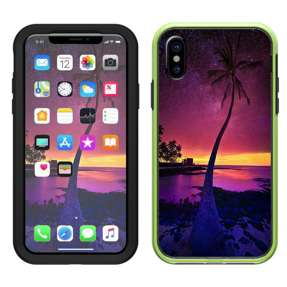 Palm Tree Stars And Sunset Purple Lifeproof Slam Case iPhone X Skin