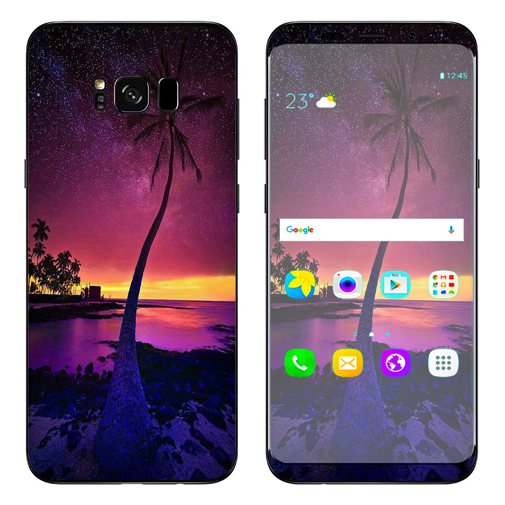  Palm Tree Stars And Sunset Purple Samsung Galaxy S8 Plus Skin