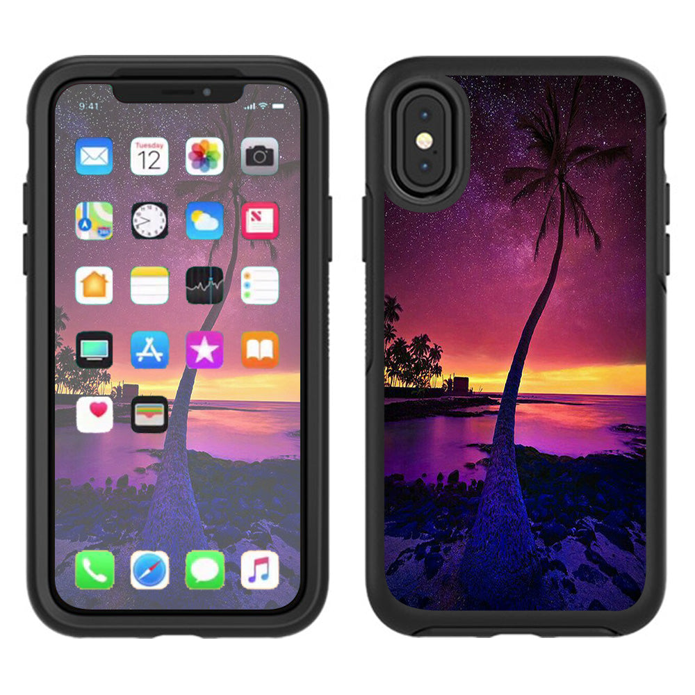  Palm Tree Stars And Sunset Purple Otterbox Defender Apple iPhone X Skin