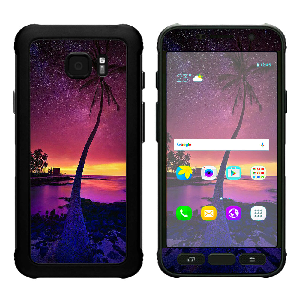  Palm Tree Stars And Sunset Purple Samsung Galaxy S7 Active Skin