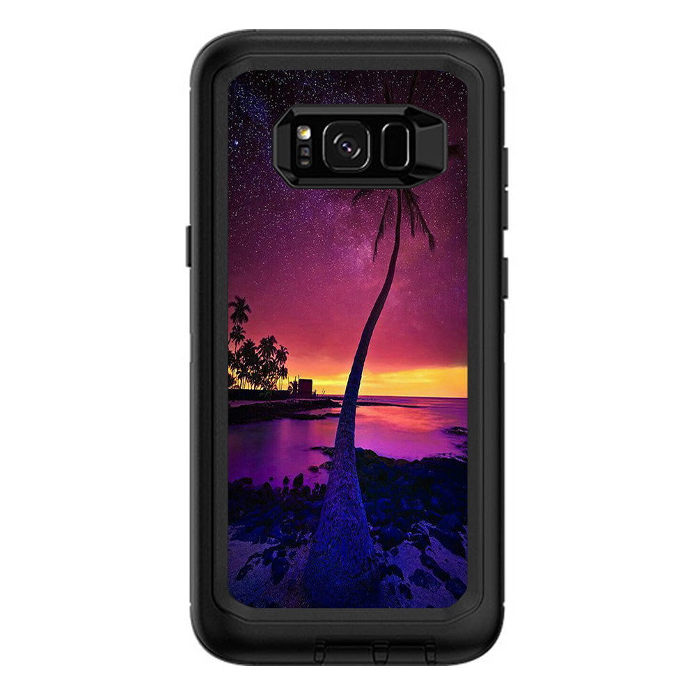  Palm Tree Stars And Sunset Purple Otterbox Defender Samsung Galaxy S8 Plus Skin