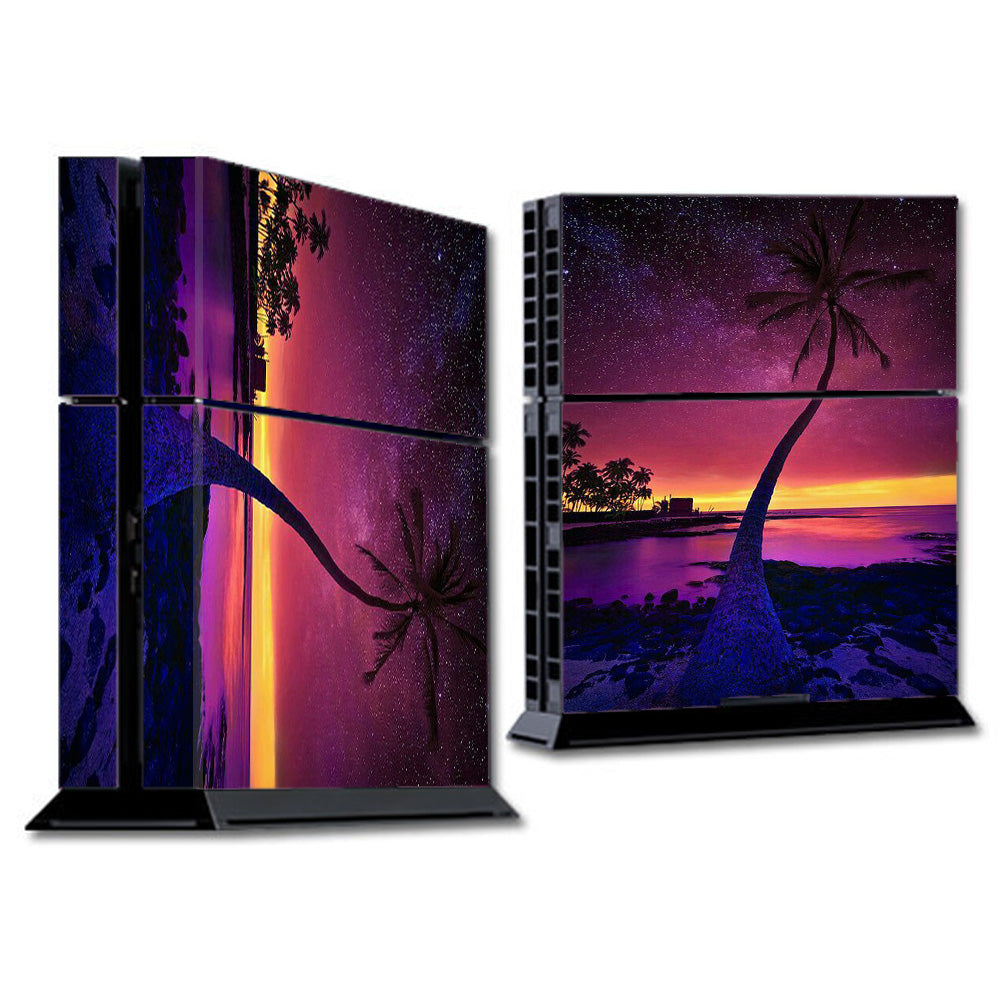  Palm Tree Stars And Sunset Purple Sony Playstation PS4 Skin