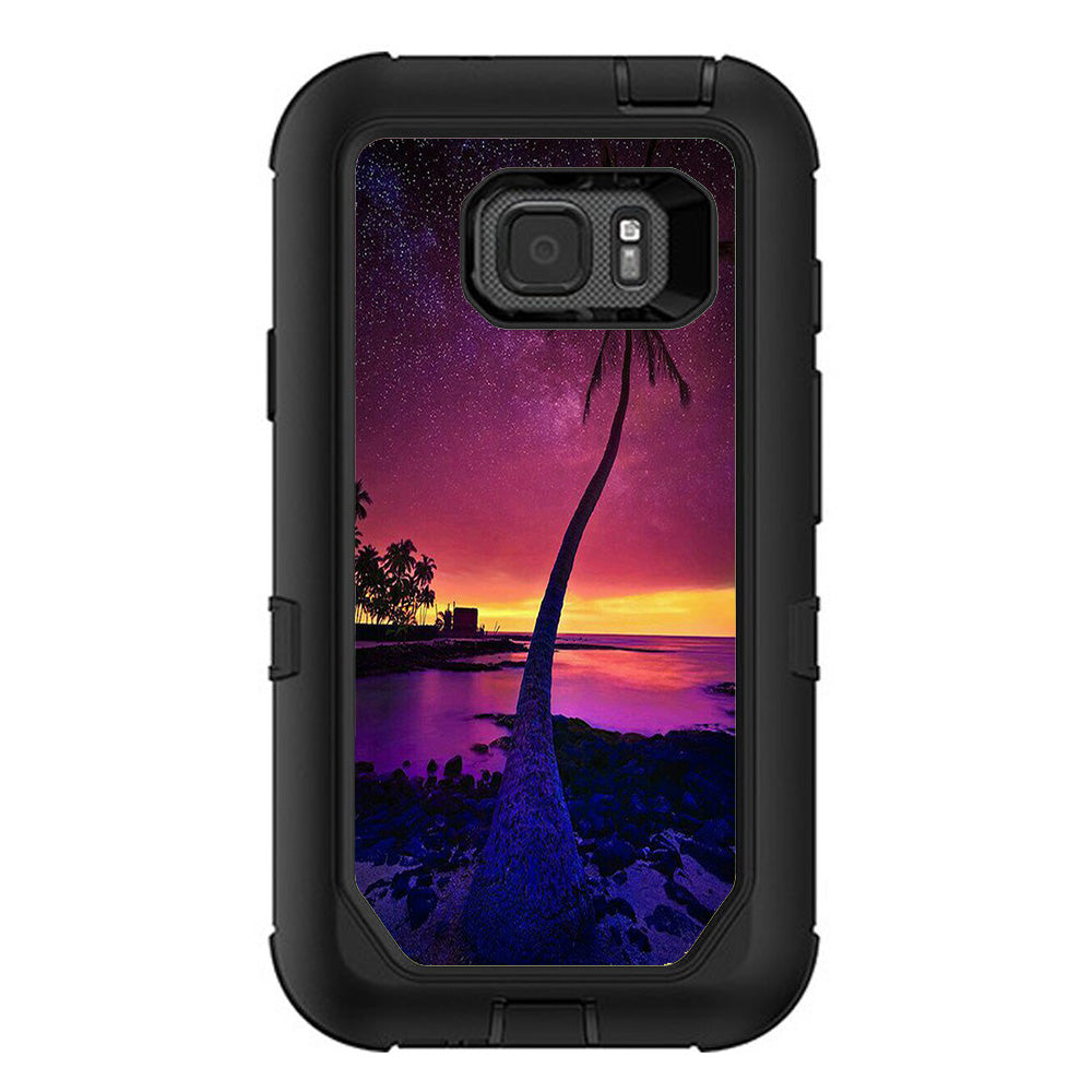  Palm Tree Stars And Sunset Purple Otterbox Defender Samsung Galaxy S7 Active Skin