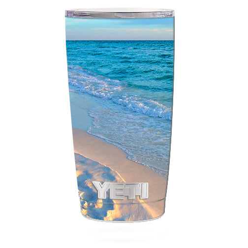  Beach White Sands Blue Water Yeti 20oz Rambler Tumbler Skin