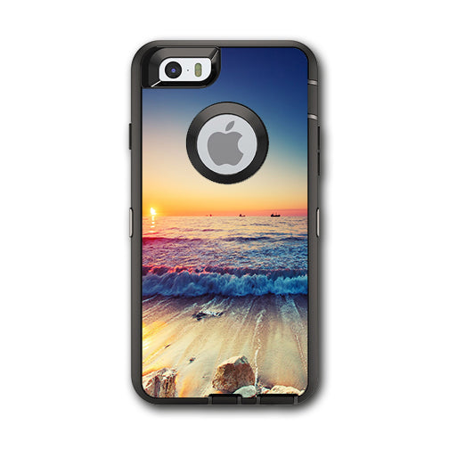 Beach Tide Water Rocks Sunset Otterbox Defender iPhone 6 Skin