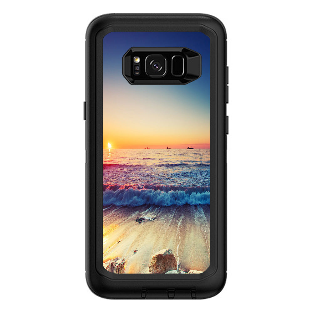  Beach Tide Water Rocks Sunset Otterbox Defender Samsung Galaxy S8 Plus Skin