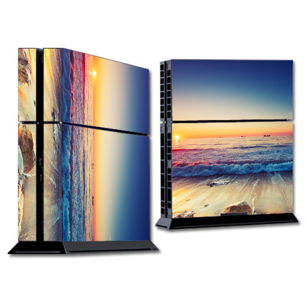  Beach Tide Water Rocks Sunset Sony Playstation PS4 Skin