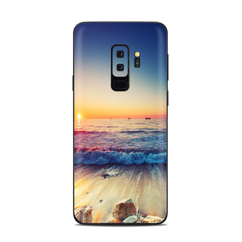  Beach Tide Water Rocks Sunset Samsung Galaxy S9 Plus Skin