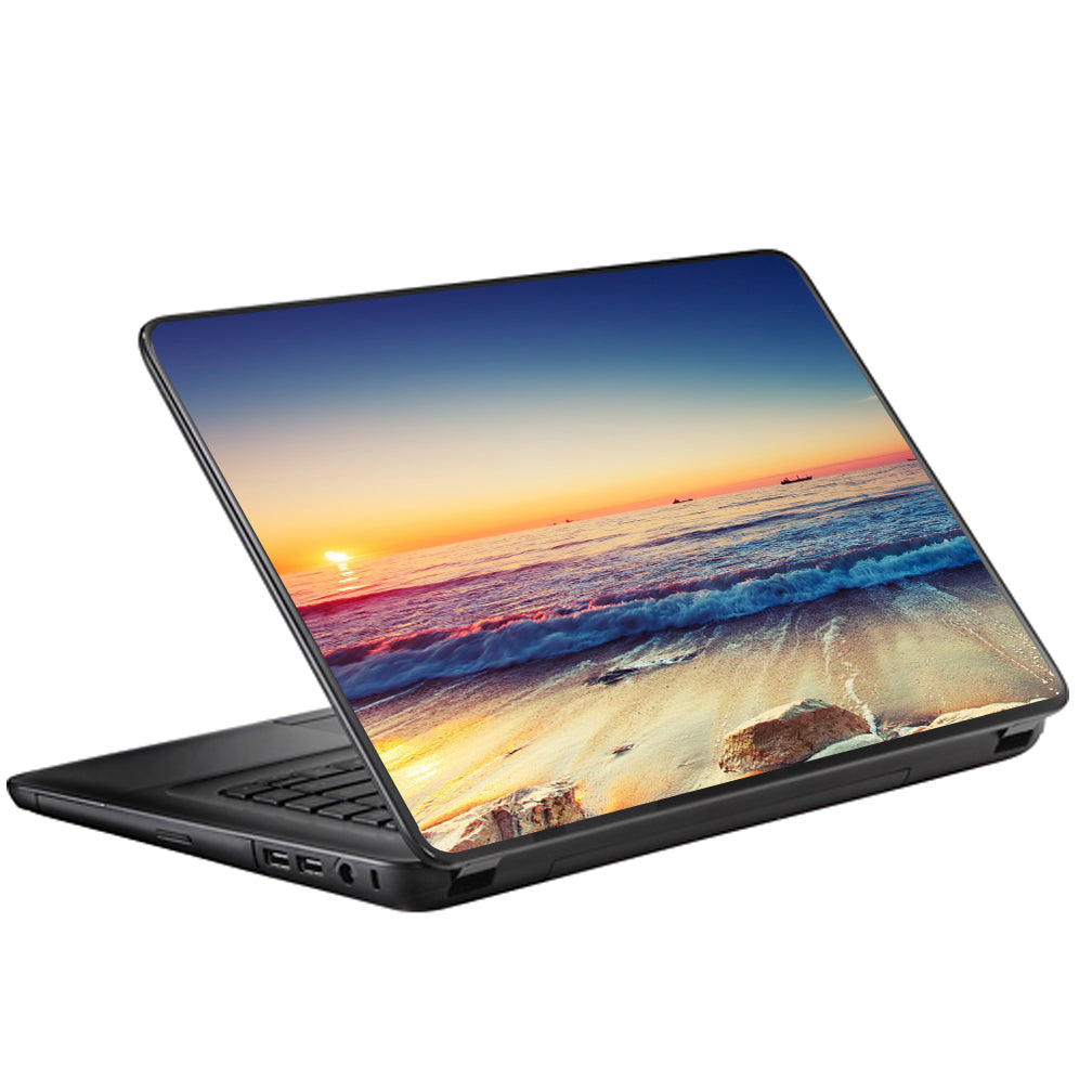  Beach Tide Water Rocks Sunset Universal 13 to 16 inch wide laptop Skin