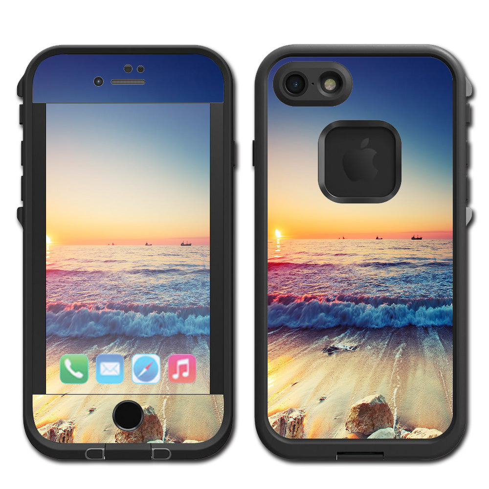  Beach Tide Water Rocks Sunset Lifeproof Fre iPhone 7 or iPhone 8 Skin