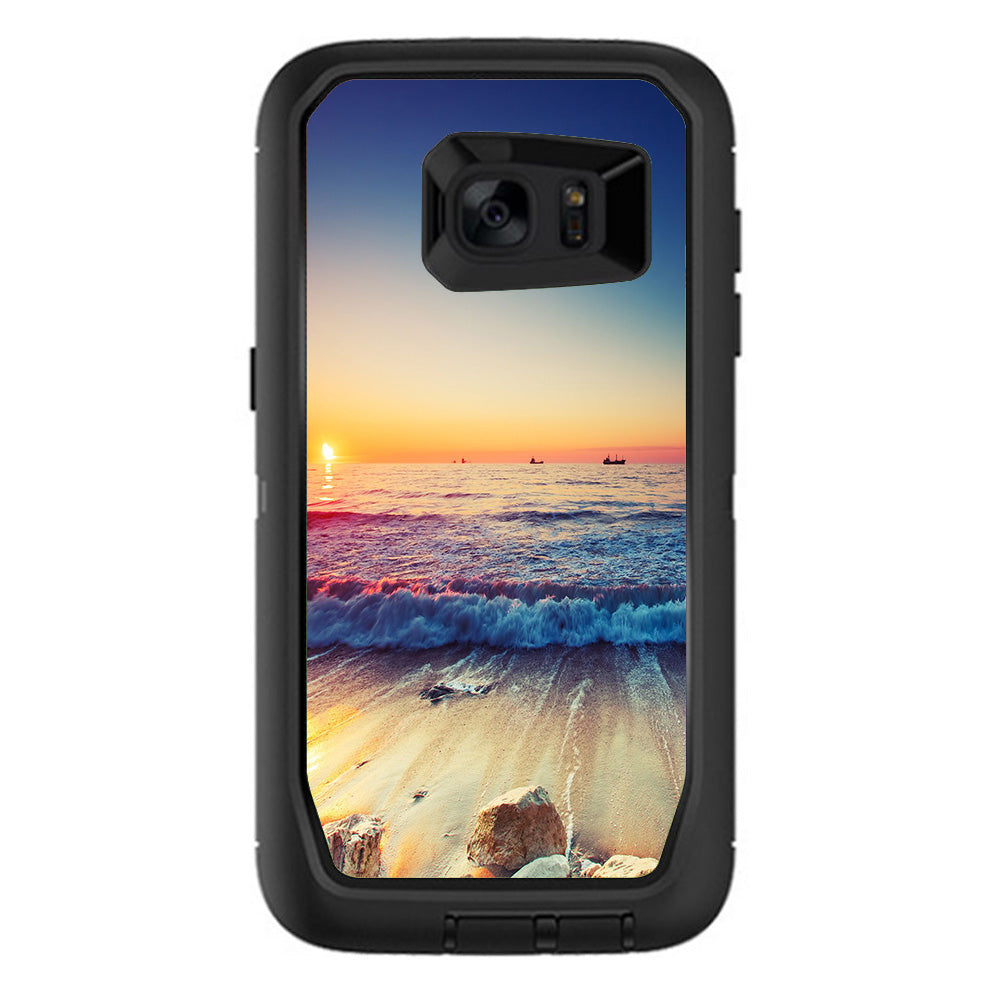  Beach Tide Water Rocks Sunset Otterbox Defender Samsung Galaxy S7 Edge Skin