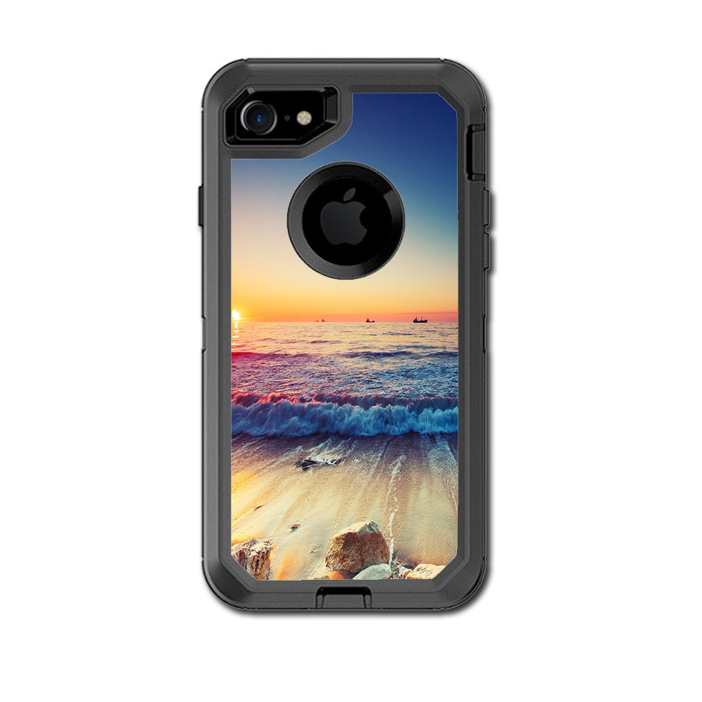  Beach Tide Water Rocks Sunset Otterbox Defender iPhone 7 or iPhone 8 Skin