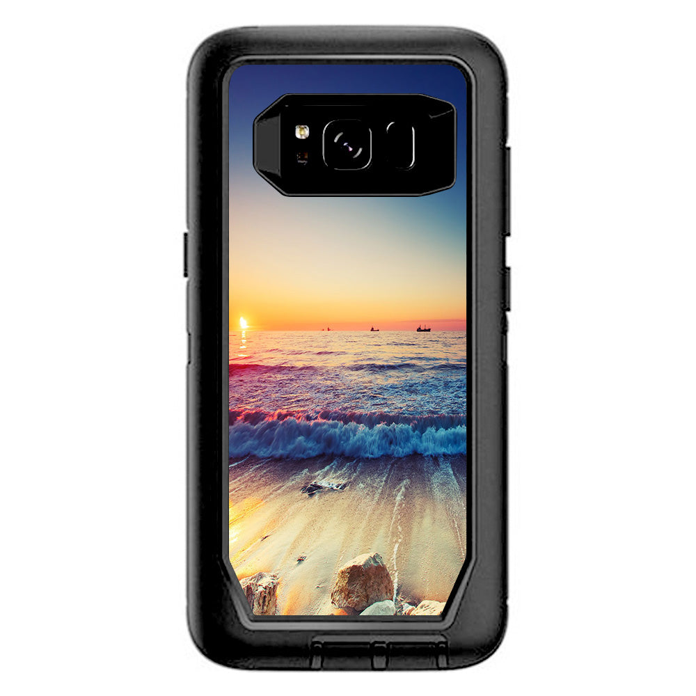 Beach Tide Water Rocks Sunset Otterbox Defender Samsung Galaxy S8 Skin