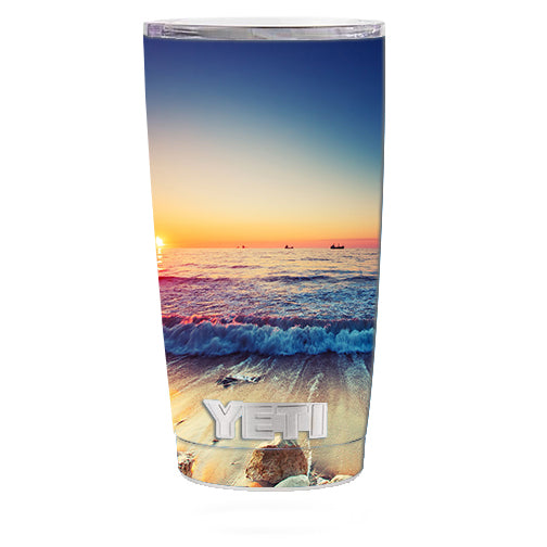  Beach Tide Water Rocks Sunset Yeti 20oz Rambler Tumbler Skin