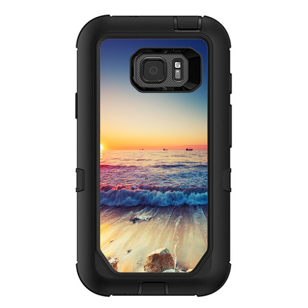  Beach Tide Water Rocks Sunset Otterbox Defender Samsung Galaxy S7 Active Skin